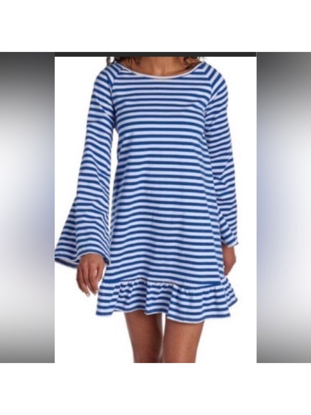Philosophy Blue and White Striped Dress mini boho Small NWT